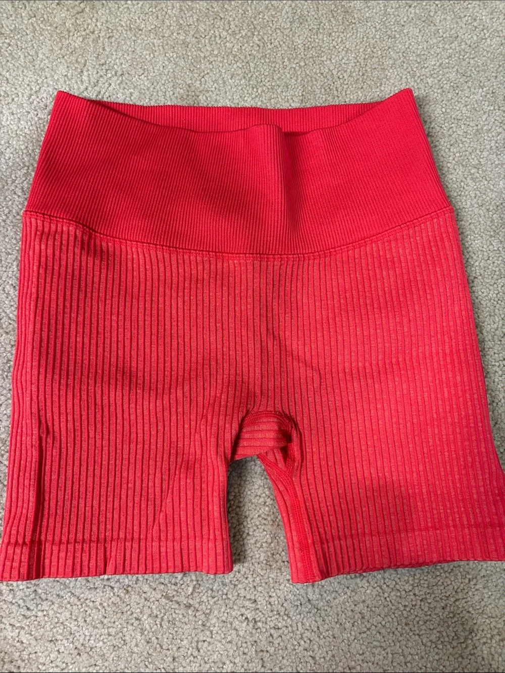 JoyLab Ribbed High-Waist Red Bike Shorts Small